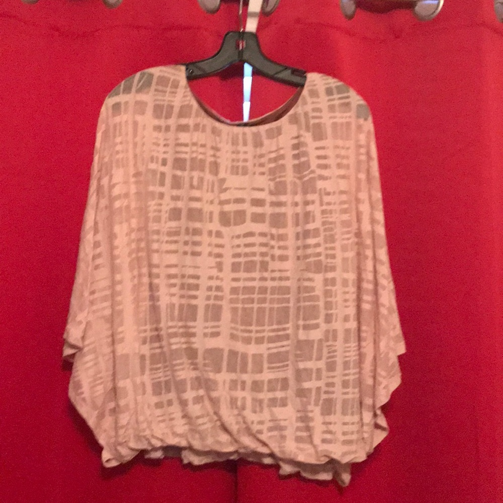 Pale pink bubble pancho blouse